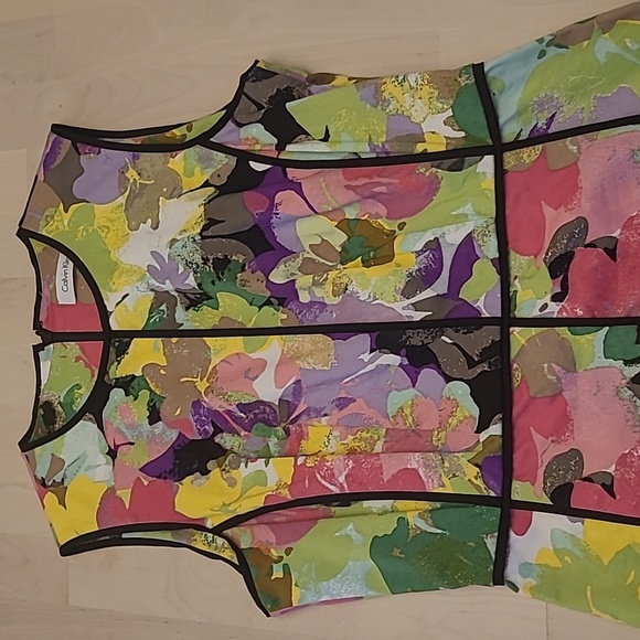 NWOT Calvin Klein Vibrant Floral Pattern Fitted Cotton Dress - Picture 3 of 12